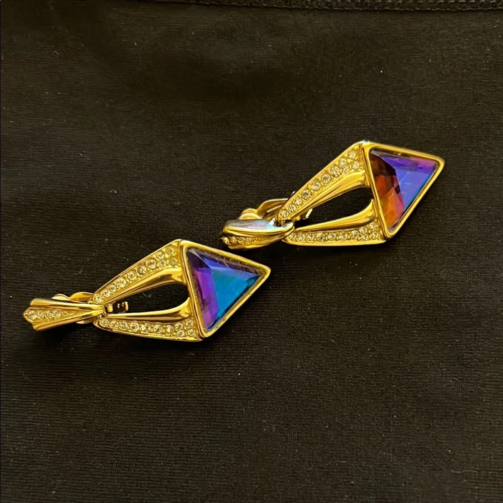 Oscar de la Renta Gold and Purple Earrings - Picture 4 of 4